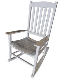lot 159 image: Mainstays Outdoor Wood Porch Rocking Chair, White Color, Weather Resistant Finish