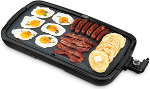 lot 207 image: DASH Deluxe Everyday Electric Griddle with Dishwasher Safe Removable Nonstick Cooking Plate Includes Drip Tray, 20 x 10.5, 1500-Watt - Black