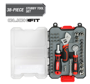 lot 251 image: Hyper Tough 38-Piece Stubby Tool Set in Click Fit Case