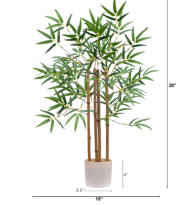 lot 253 image: Mainstays 30H Artificial Indoor Bamboo Tree in Plastic Vanilla Planter