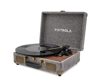 lot 271 image: Victrola Venture Bluetooth Portable Mid-Century Modern Suitcase Record Player with 3-Speed Turntable & Built-in Speakers  Walnut