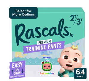 lot 282 image: Rascals Premium CoComelon Absorbent Potty Training Pants 2T-3T, 64 Count