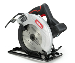lot 314 image: Hyper Tough 12 Amp Corded 7-14 inch Circular Saw with Steel Plate Shoe, Adjustable Bevel, Blade & Rip Fence