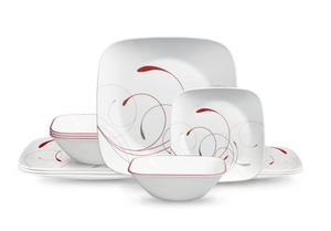 lot 344 image: Corelle Splendor, Square, 12 Piece, Dinnerware Set