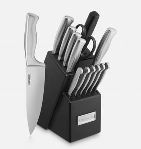 lot 37 image: 15PCS Cuisinart Stainless Steel Hollow Handle Knife Block Set