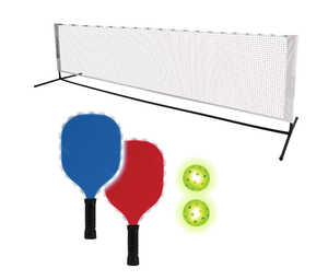 lot 490 image: MinnARK Sports LED Pickleball Portable Set, Light-Up Net, Paddles, and Balls, for Driveway & Backyard, Ages 3
