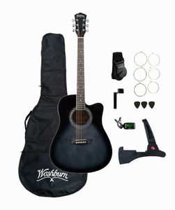 lot 90 image: Washburn WA90CETBBPACK Learn & Play Acoustic-Electric Dreadnought Guitar Pack