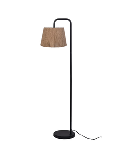 lot 379 image: Mainstays 5 Black Metal Floor Lamp with Rope Shade, Transitional Styling, Ideal for Office and Dorms