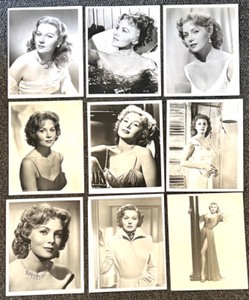 lot 20 image: Set of 9 Vintage Black and White Movie Star Rhonda Fleming Publicity Photos