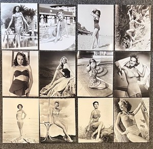 lot 28 image: Set of 12 Vintage Glamour Black and White Pin-Up Photo Prints Featuring - Kim Novak, Ann Bancroft, Hazel Court and more