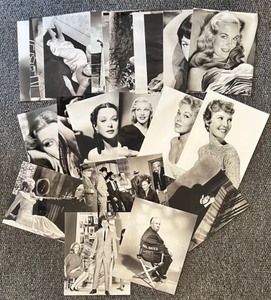 lot 74 image: Large Vintage Hollywood Celebrity Photograph Collection, Black and White Prints Featuring Shirley MacLaine, Yvonne Furneaux, Anita Ekberg, Greer Garson 