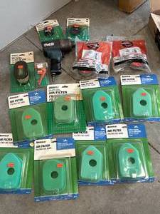 Large Lot of Filters, Drill, Gas Caps