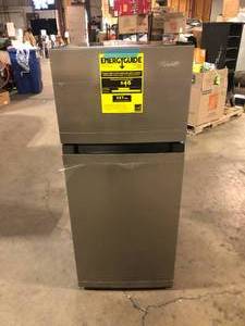 lot 10 image: 4.5 cu. ft. 2-Door Mini Refrigerator in Platinum Steel with Freezer by Vissani Damaged   Customer Returns See Pictures