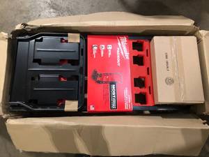 lot 44 image: PACKOUT 20 in. 2-Wheel Utility Cart with Large Tool Box and Crate (3-Piece) by Milwaukee    Customer Returns See Pictures