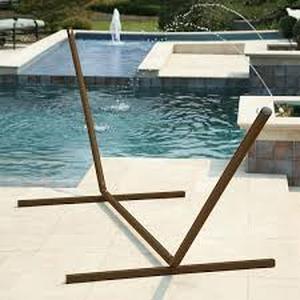 lot 3 image: Castaway 15 ft. Metal Hammock Stand in Bronze  Customer Returns See Pictures