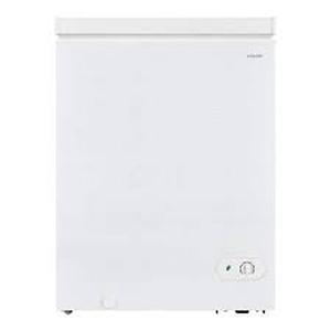 lot 7 image: 5.0 cu. ft. Manual Defrost Chest Freezer with LED Light in White Garage Ready by Vissani   Customer Returns See Pictures