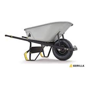 lot 11 image: 6 cu. ft. PRO Heavy-Duty Steel Tub Wheelbarrow, Steel Braces and Handles, Easy PivotDump Design, 16 in. Pneumatic Wheel by Gorilla   Customer Returns See Pictures
