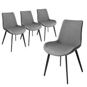 lot 54 image: Gray Faux Leather Upholstered Modern Style Dining Chair with Carbon Steel Legs (Set of 4)  Customer Returns See Pictures