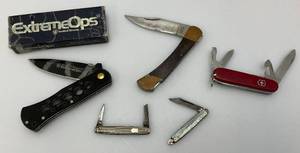 lot 4 image: Misc. Vintage Pocket Knives And More (ExtremeOps Knife Missing Spring)