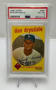 lot 67 image: 1959 Topps Don Drysdale #387 VG-EX PSA Graded  4