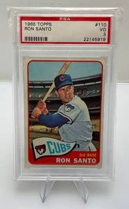 lot 72 image: 1965 Topps RON SANTO #110 VG PSA Graded  3