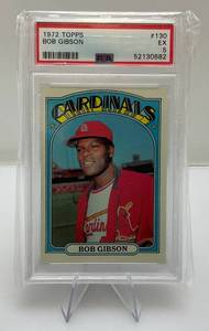 lot 75 image: 1972 Topps BOB GIBSON #130 EX PSA Graded 5