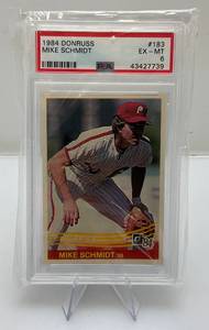 lot 78 image: 1984 DONRUSS Mike Schmidt #183 EX-MT PSA Graded 6
