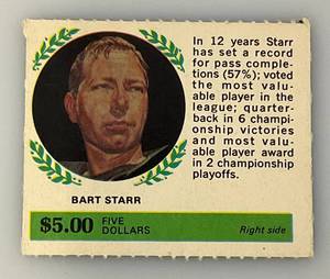 lot 132 image: RARE 1968 Football American Oil Winners Circle BART STARR (In Protective Sleeve)