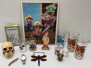 lot 215 image: Misc. Vintage Collectibles Including 1970s Arbys Glasses, Cabbage Patch Puzzle & More