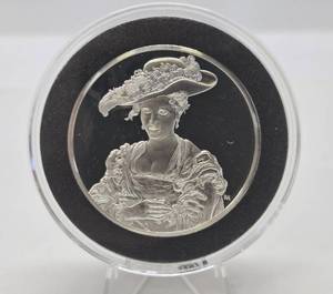 lot 6 image: 100 Greatest Masterpieces - Large Solid Sterling Silver Coin - Portrait of Susanna Fourment