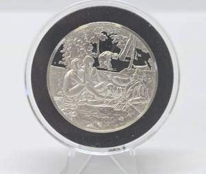 lot 7 image: 100 Greatest Masterpieces - Large Solid Sterling Silver Coin - Luncheon on The Grass - Manet
