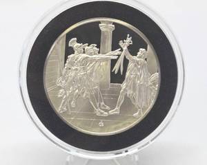 lot 13 image: 100 Greatest Masterpieces - Large Solid Sterling Silver Coin - Oat of the Horatii
