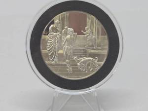 lot 17 image: 100 Greatest Masterpieces - Large Solid Sterling Silver Coin - The Story of Jacob & Esau