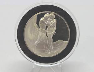 lot 22 image: 100 Greatest Masterpieces - Large Solid Sterling Silver Coin - The Expulsion from Paradise