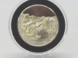 lot 43 image: 100 Greatest Masterpieces - Large Solid Sterling Silver Coin - The Gleaners