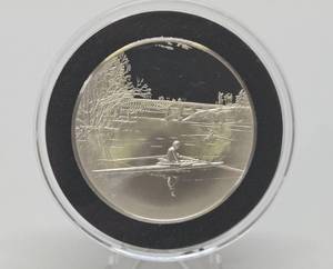 lot 49 image: 100 Greatest Masterpieces - Large Solid Sterling Silver Coin - Max Schmitt in a Single Scull