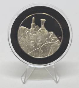 lot 68 image: 100 Greatest Masterpieces - Large Solid Sterling Silver Coin - Still Life - Cezanne