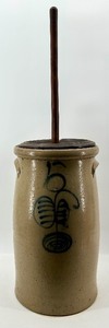 lot 3 image: Antique Red Wing 5-Gallon Stoneware Butter Churn with Lid and Dasher