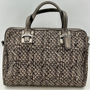 lot 4 image: Coach Metallic Snake Print Satchel Handbag with Shoulder Strap