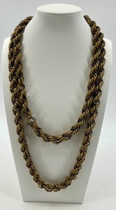 lot 7 image: Miriam Haskell Vintage Textured Gold-Tone Rope Chain Necklace