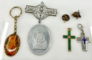 Collection of a Religious Medals, Pins, and Keychain