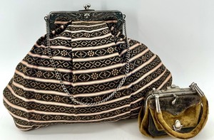 lot 35 image: Set of 2 Antique Handbags with Ornate Metal Frames