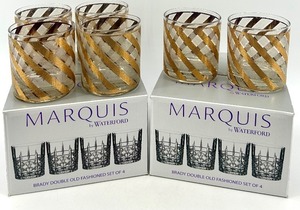lot 49 image: Marquis by Waterford - Set of 6 Gold and Silver Swirl Old Fashioned Glasses