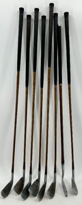 lot 53 image: Vintage Spalding Bobby Jones Golf Clubs Hickory Shaft Irons