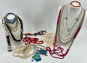 lot 70 image: Large Assorted Costume Jewelry Lot with Beaded Necklaces and Pendants