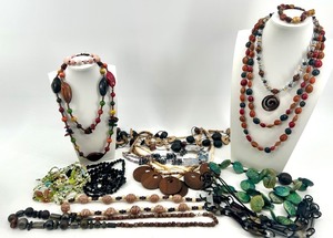 lot 71 image: Large Assorted Costume Jewelry Lot with Beaded Necklaces, Bracelets, and Pins