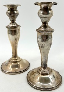 lot 91 image: Pair of Gorham Sterling Silver Weighted Candlesticks