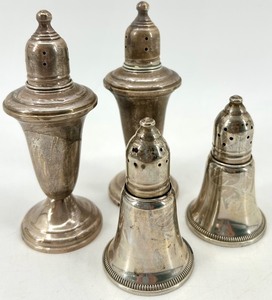 lot 93 image: Set of 2 Sterling Silver Salt and Pepper Shakers, Weighted