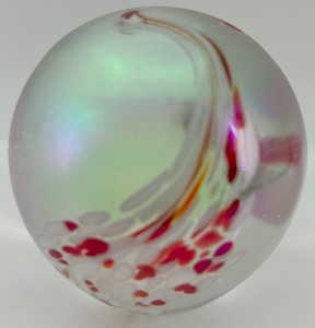 lot 101 image: Iridescent Art Glass Paperweight with Swirl Design Made in Taiwan
