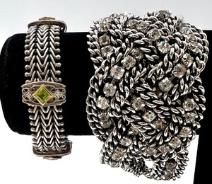 lot 158 image: Sterling Silver & 18K Gemstone and Stella & Dot Crystal and Metal Bracelet Set